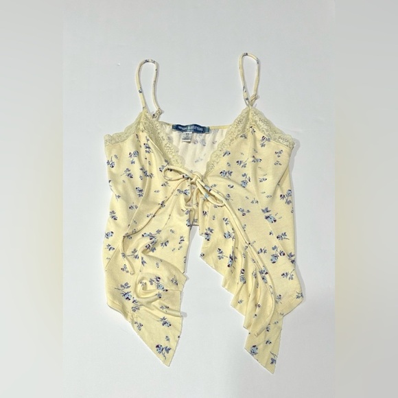 Urban Outfitters Tops - Urban Outfitters Yellow/Cream Floral Tie Front Top